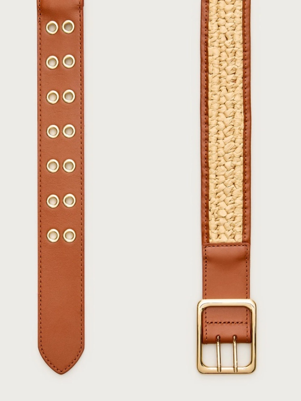 J crew Grommet belt in leather and faux raffia - Picture 2 of 6